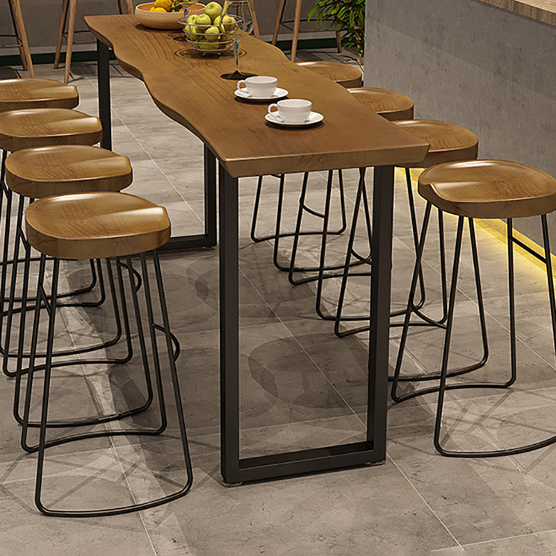 Pine Wood Bar Dining Table Industrial Bar Table with Sled Base Clearhalo 'Bar Furniture' 'Bar Tables' 'bar_tables' 'furn' 'furn_bar_tables' 'Furniture' 'furniture_bar_tables' 'Kitchen & Dining Furniture' 4898765