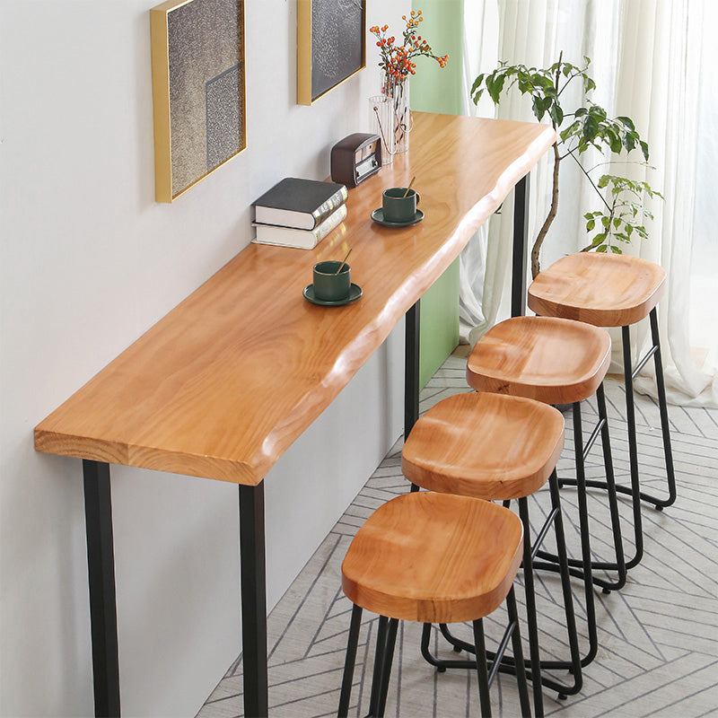PIne Wood Bar Dining Table Modern Bar Table with Sled Base for Milk Tea Shop Kitchen Clearhalo 'Bar Furniture' 'Bar Tables' 'bar_tables' 'furn' 'furn_bar_tables' 'Furniture' 'furniture_bar_tables' 'Kitchen & Dining Furniture' 4898793