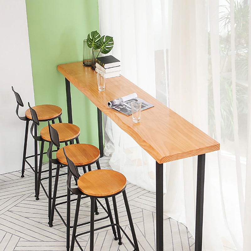 PIne Wood Bar Dining Table Modern Bar Table with Sled Base for Milk Tea Shop Kitchen Clearhalo 'Bar Furniture' 'Bar Tables' 'bar_tables' 'furn' 'furn_bar_tables' 'Furniture' 'furniture_bar_tables' 'Kitchen & Dining Furniture' 4898797