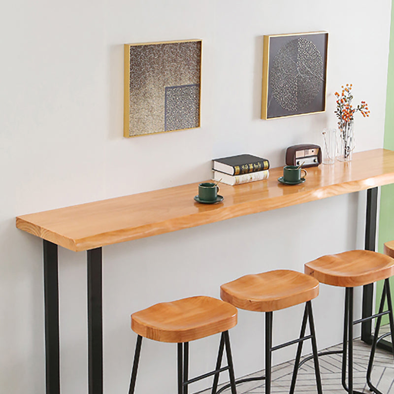 PIne Wood Bar Dining Table Modern Bar Table with Sled Base for Milk Tea Shop Kitchen Clearhalo 'Bar Furniture' 'Bar Tables' 'bar_tables' 'furn' 'furn_bar_tables' 'Furniture' 'furniture_bar_tables' 'Kitchen & Dining Furniture' 4898798