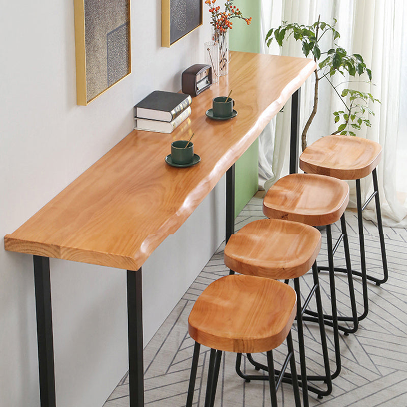 PIne Wood Bar Dining Table Modern Bar Table with Sled Base for Milk Tea Shop Kitchen Clearhalo 'Bar Furniture' 'Bar Tables' 'bar_tables' 'furn' 'furn_bar_tables' 'Furniture' 'furniture_bar_tables' 'Kitchen & Dining Furniture' 4898800