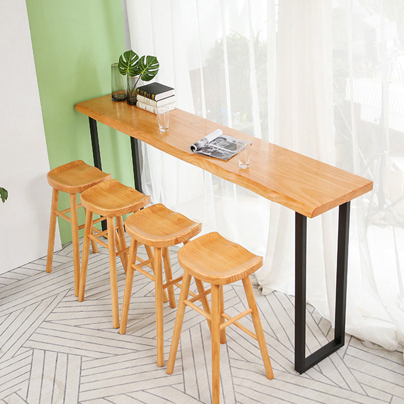 PIne Wood Bar Dining Table Modern Bar Table with Sled Base for Milk Tea Shop Kitchen Clearhalo 'Bar Furniture' 'Bar Tables' 'bar_tables' 'furn' 'furn_bar_tables' 'Furniture' 'furniture_bar_tables' 'Kitchen & Dining Furniture' 4898802
