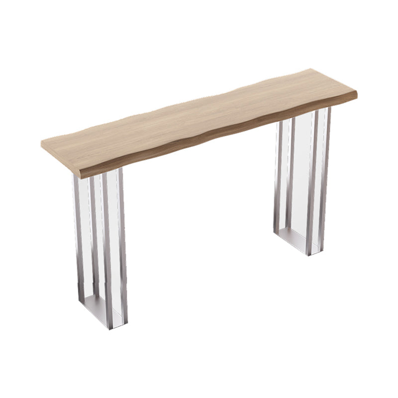 Pine Wood Bar Dining Table Modern Bar Table with Double Pedestal Base for Dining Room Clearhalo 'Bar Furniture' 'Bar Tables' 'bar_tables' 'furn' 'furn_bar_tables' 'Furniture' 'furniture_bar_tables' 'Kitchen & Dining Furniture' 4898837