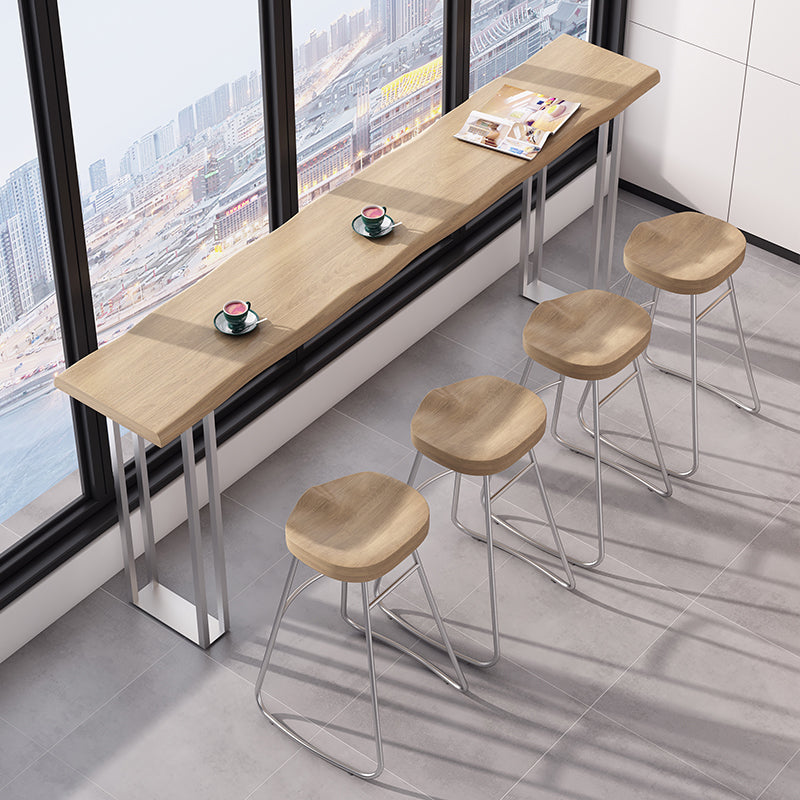 Pine Wood Bar Dining Table Modern Bar Table with Double Pedestal Base for Dining Room Clearhalo 'Bar Furniture' 'Bar Tables' 'bar_tables' 'furn' 'furn_bar_tables' 'Furniture' 'furniture_bar_tables' 'Kitchen & Dining Furniture' 4898839