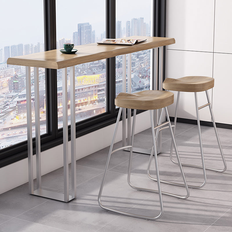 Pine Wood Bar Dining Table Modern Bar Table with Double Pedestal Base for Dining Room Clearhalo 'Bar Furniture' 'Bar Tables' 'bar_tables' 'furn' 'furn_bar_tables' 'Furniture' 'furniture_bar_tables' 'Kitchen & Dining Furniture' 4898840