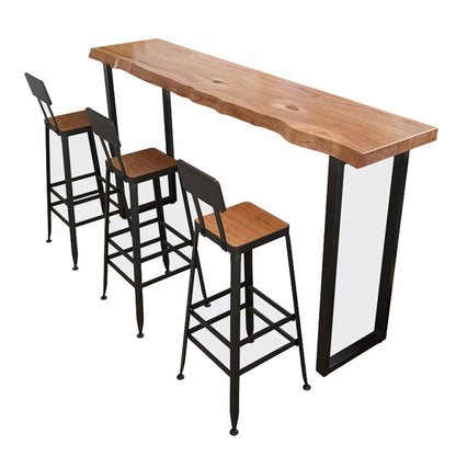 Pine Wood Bar Dining Table Modern Bar Table with Sled Base for Milk Tea Shop Without Chairs Clearhalo 'Bar Furniture' 'Bar Tables' 'bar_tables' 'furn' 'furn_bar_tables' 'Furniture' 'furniture_bar_tables' 'Kitchen & Dining Furniture' 4898851