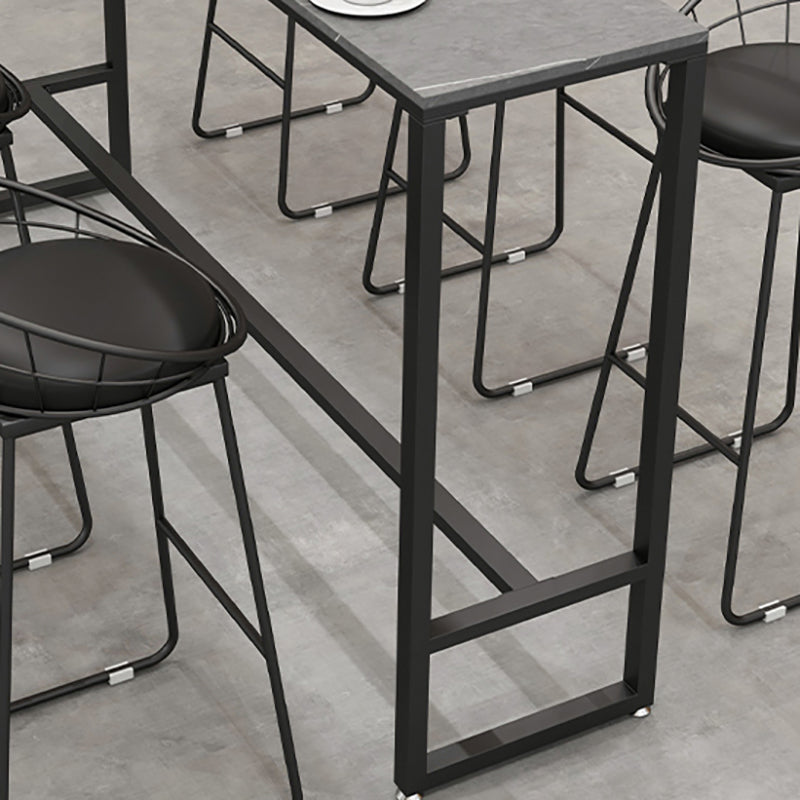 Stone Rectangle Bar Table Contemporary Bar Table with Black Base Clearhalo 'Bar Furniture' 'Bar Tables' 'bar_tables' 'furn' 'furn_bar_tables' 'Furniture' 'furniture_bar_tables' 'Kitchen & Dining Furniture' 4898880