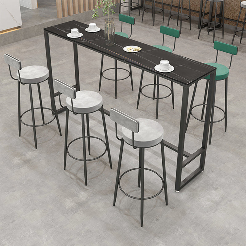 Stone Rectangle Bar Table Contemporary Bar Table with Black Base Clearhalo 'Bar Furniture' 'Bar Tables' 'bar_tables' 'furn' 'furn_bar_tables' 'Furniture' 'furniture_bar_tables' 'Kitchen & Dining Furniture' 4898884
