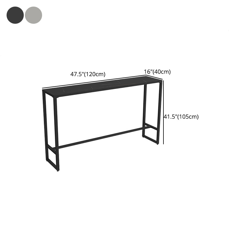 Stone Rectangle Bar Table Contemporary Bar Table with Black Base Clearhalo 'Bar Furniture' 'Bar Tables' 'bar_tables' 'furn' 'furn_bar_tables' 'Furniture' 'furniture_bar_tables' 'Kitchen & Dining Furniture' 4898886