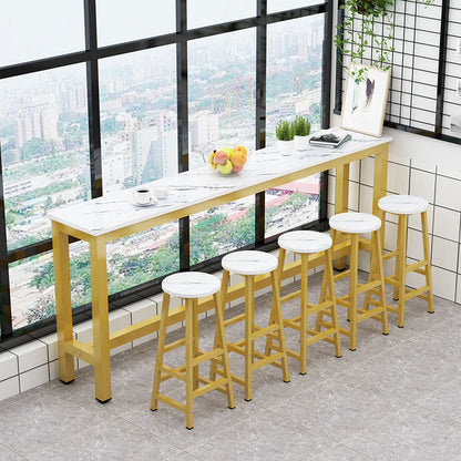Contemporary Bar Dining Table Rectangle Bar Table with Trestle Base White Without Chairs Clearhalo 'Bar Furniture' 'Bar Tables' 'bar_tables' 'furn' 'furn_bar_tables' 'Furniture' 'furniture_bar_tables' 'Kitchen & Dining Furniture' 4898940