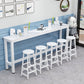 Contemporary Bar Dining Table Rectangle Bar Table with Trestle Base 86.6"L x 15.7"W x 41.3"H White Without Chairs Clearhalo 'Bar Furniture' 'Bar Tables' 'bar_tables' 'furn' 'furn_bar_tables' 'Furniture' 'furniture_bar_tables' 'Kitchen & Dining Furniture' 4898941