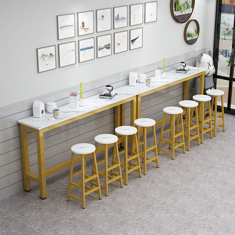 Contemporary Bar Dining Table Rectangle Bar Table with Trestle Base Clearhalo 'Bar Furniture' 'Bar Tables' 'bar_tables' 'furn' 'furn_bar_tables' 'Furniture' 'furniture_bar_tables' 'Kitchen & Dining Furniture' 4898949