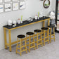 Contemporary Bar Dining Table Rectangle Bar Table with Trestle Base Black-Gold Without Chairs Clearhalo 'Bar Furniture' 'Bar Tables' 'bar_tables' 'furn' 'furn_bar_tables' 'Furniture' 'furniture_bar_tables' 'Kitchen & Dining Furniture' 4898950