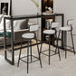 Rectangle Bar Dining Table Modern Bar Dining Table with Trestle Base in Black 70.9"L x 15.7"W x 41.3"H Black Without Chairs Clearhalo 'Bar Furniture' 'Bar Tables' 'bar_tables' 'furn' 'furn_bar_tables' 'Furniture' 'furniture_bar_tables' 'Kitchen & Dining Furniture' 4898962