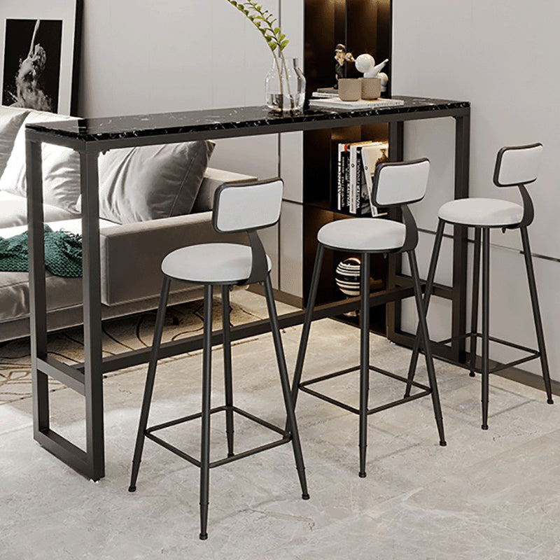 Rectangle Bar Dining Table Modern Bar Dining Table with Trestle Base in Black 70.9"L x 15.7"W x 41.3"H Black Without Chairs Clearhalo 'Bar Furniture' 'Bar Tables' 'bar_tables' 'furn' 'furn_bar_tables' 'Furniture' 'furniture_bar_tables' 'Kitchen & Dining Furniture' 4898962