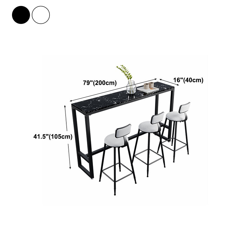 Rectangle Bar Dining Table Modern Bar Dining Table with Trestle Base in Black Clearhalo 'Bar Furniture' 'Bar Tables' 'bar_tables' 'furn' 'furn_bar_tables' 'Furniture' 'furniture_bar_tables' 'Kitchen & Dining Furniture' 4898970