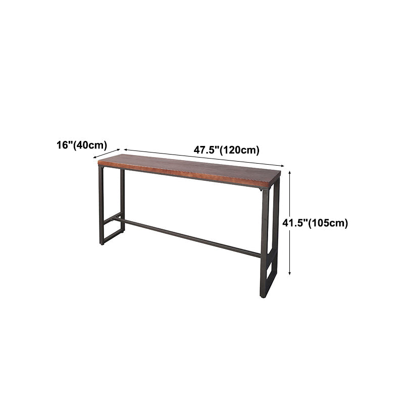 Pine Wood Bar Dining Table Brown Industrial Bar Table with Trestle Base in Black Clearhalo 'Bar Furniture' 'Bar Tables' 'bar_tables' 'furn' 'furn_bar_tables' 'Furniture' 'furniture_bar_tables' 'Kitchen & Dining Furniture' 4899002