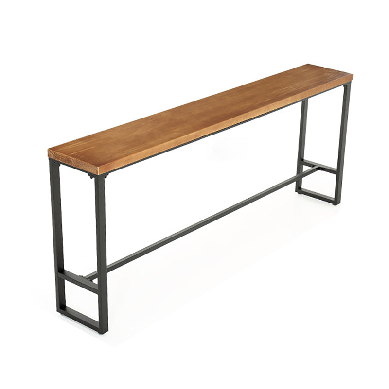 Solid Wood Bar Table Brown Industrial Bar Dining Table with Trestle Base Without Chairs Clearhalo 'Bar Furniture' 'Bar Tables' 'bar_tables' 'furn' 'furn_bar_tables' 'Furniture' 'furniture_bar_tables' 'Kitchen & Dining Furniture' 4899011