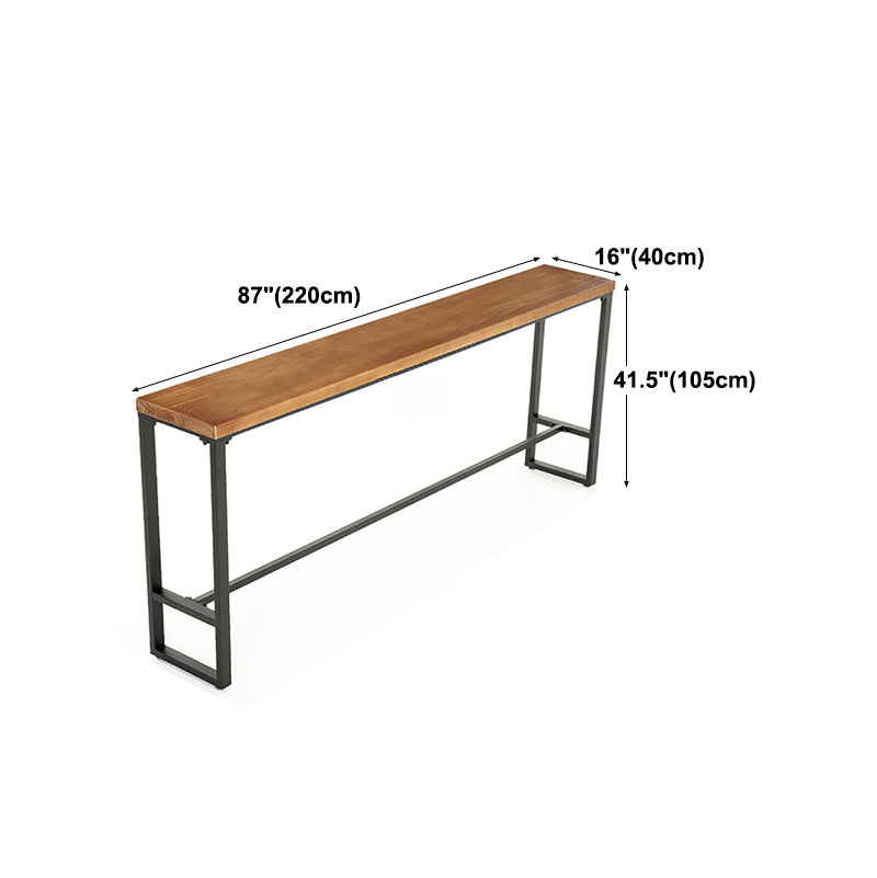 Solid Wood Bar Table Brown Industrial Bar Dining Table with Trestle Base Clearhalo 'Bar Furniture' 'Bar Tables' 'bar_tables' 'furn' 'furn_bar_tables' 'Furniture' 'furniture_bar_tables' 'Kitchen & Dining Furniture' 4899019