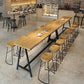 Pine Wood Bar Dining Table Rectangle Industrial Bar Table with Black Trestle Base Clearhalo 'Bar Furniture' 'Bar Tables' 'bar_tables' 'furn' 'furn_bar_tables' 'Furniture' 'furniture_bar_tables' 'Kitchen & Dining Furniture' 4899043