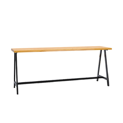 Pine Wood Bar Dining Table Rectangle Industrial Bar Table with Black Trestle Base Without Chairs Clearhalo 'Bar Furniture' 'Bar Tables' 'bar_tables' 'furn' 'furn_bar_tables' 'Furniture' 'furniture_bar_tables' 'Kitchen & Dining Furniture' 4899044