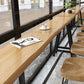 Pine Wood Bar Dining Table Rectangle Industrial Bar Table with Black Trestle Base Clearhalo 'Bar Furniture' 'Bar Tables' 'bar_tables' 'furn' 'furn_bar_tables' 'Furniture' 'furniture_bar_tables' 'Kitchen & Dining Furniture' 4899047