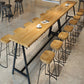 Pine Wood Bar Dining Table Rectangle Industrial Bar Table with Black Trestle Base Clearhalo 'Bar Furniture' 'Bar Tables' 'bar_tables' 'furn' 'furn_bar_tables' 'Furniture' 'furniture_bar_tables' 'Kitchen & Dining Furniture' 4899054
