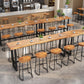 Pine Wood Bar Table Industrial Rectangle Bar Table with Black Trestle Base Clearhalo 'Bar Furniture' 'Bar Tables' 'bar_tables' 'furn' 'furn_bar_tables' 'Furniture' 'furniture_bar_tables' 'Kitchen & Dining Furniture' 4899078
