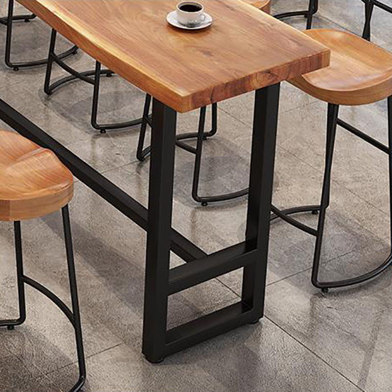Pine Wood Bar Table Industrial Rectangle Bar Table with Black Trestle Base Clearhalo 'Bar Furniture' 'Bar Tables' 'bar_tables' 'furn' 'furn_bar_tables' 'Furniture' 'furniture_bar_tables' 'Kitchen & Dining Furniture' 4899080
