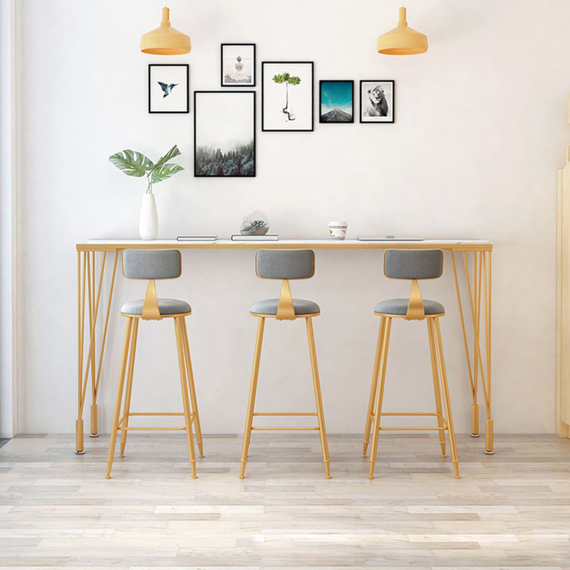 Stone Bar Dining Table Traditional Luxury Rectangle Bar Table with 4 Legs 63"L x 15.7"W x 41.3"H Without Chairs Clearhalo 'Bar Furniture' 'Bar Tables' 'bar_tables' 'furn' 'furn_bar_tables' 'Furniture' 'furniture_bar_tables' 'Kitchen & Dining Furniture' 4899095