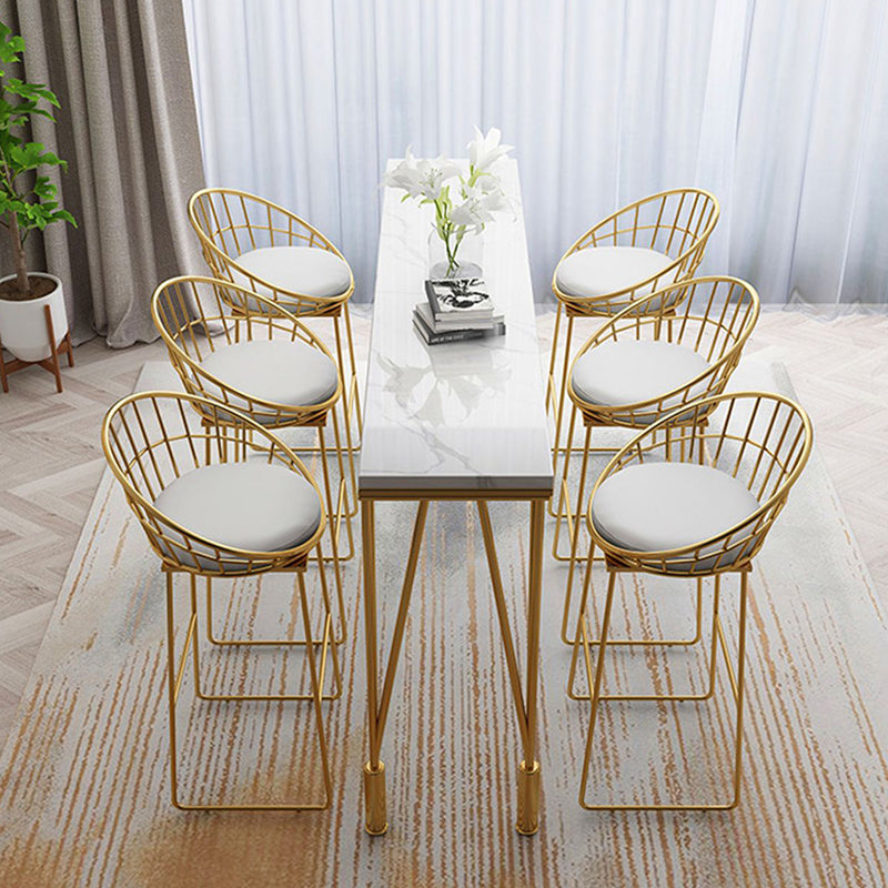Stone Bar Dining Table Traditional Luxury Rectangle Bar Table with 4 Legs Clearhalo 'Bar Furniture' 'Bar Tables' 'bar_tables' 'furn' 'furn_bar_tables' 'Furniture' 'furniture_bar_tables' 'Kitchen & Dining Furniture' 4899104