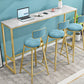 Stone Top Bar Table Traditional Luxury Rectangle Bar Table with Gold Trestle Base 86.6"L x 15.7"W x 41.3"H Without Chairs Clearhalo 'Bar Furniture' 'Bar Tables' 'bar_tables' 'furn' 'furn_bar_tables' 'Furniture' 'furniture_bar_tables' 'Kitchen & Dining Furniture' 4899119