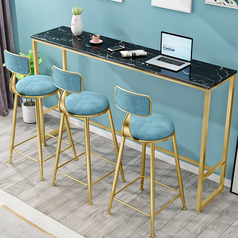 Stone Top Bar Table Traditional Luxury Rectangle Bar Table with Gold Trestle Base Clearhalo 'Bar Furniture' 'Bar Tables' 'bar_tables' 'furn' 'furn_bar_tables' 'Furniture' 'furniture_bar_tables' 'Kitchen & Dining Furniture' 4899123