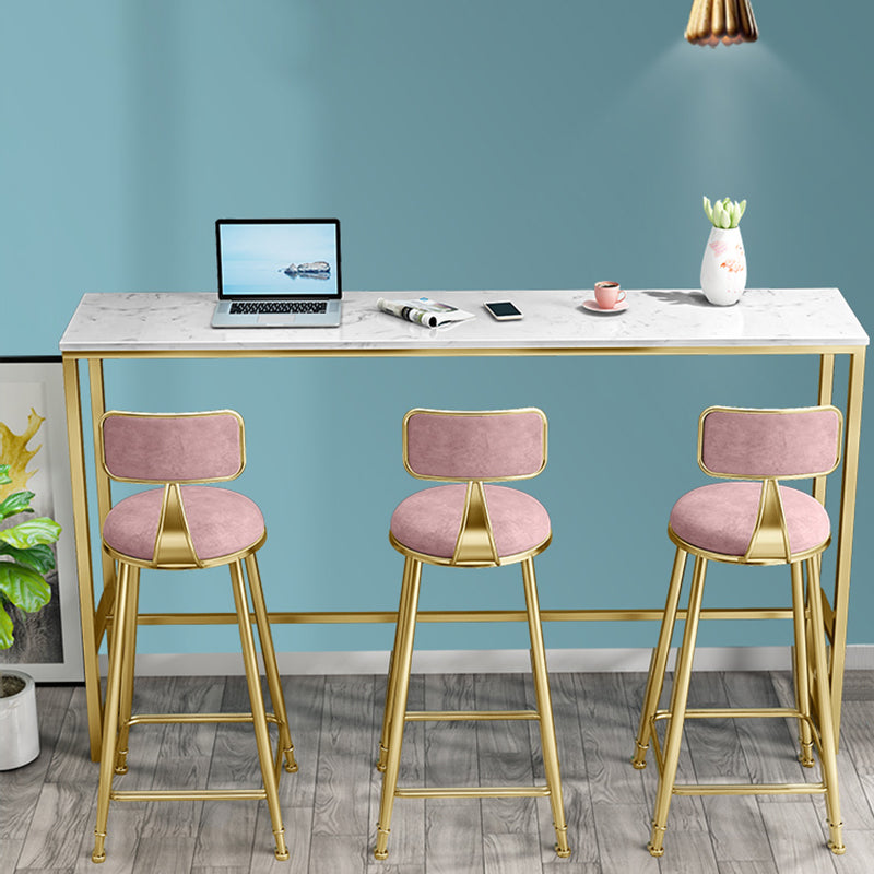 Stone Top Bar Table Traditional Luxury Rectangle Bar Table with Gold Trestle Base Clearhalo 'Bar Furniture' 'Bar Tables' 'bar_tables' 'furn' 'furn_bar_tables' 'Furniture' 'furniture_bar_tables' 'Kitchen & Dining Furniture' 4899125