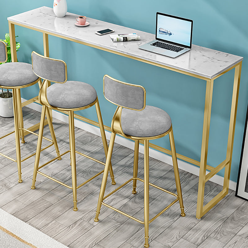 Stone Top Bar Table Traditional Luxury Rectangle Bar Table with Gold Trestle Base Clearhalo 'Bar Furniture' 'Bar Tables' 'bar_tables' 'furn' 'furn_bar_tables' 'Furniture' 'furniture_bar_tables' 'Kitchen & Dining Furniture' 4899126