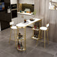 Glam Style Stone Bar Table 42-inch Height Metal Base Bistro Table for Dining Room 70.9"L x 15.7"W x 41.3"H Gold Without Chairs Clearhalo 'Bar Furniture' 'Bar Tables' 'bar_tables' 'furn' 'furn_bar_tables' 'Furniture' 'furniture_bar_tables' 'Kitchen & Dining Furniture' 4899144