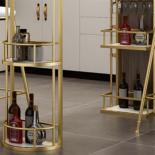 Glam Style Stone Bar Table 42-inch Height Metal Base Bistro Table for Dining Room Clearhalo 'Bar Furniture' 'Bar Tables' 'bar_tables' 'furn' 'furn_bar_tables' 'Furniture' 'furniture_bar_tables' 'Kitchen & Dining Furniture' 4899149