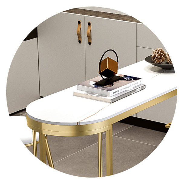 Glam Style Stone Bar Table 42-inch Height Metal Base Bistro Table for Dining Room Clearhalo 'Bar Furniture' 'Bar Tables' 'bar_tables' 'furn' 'furn_bar_tables' 'Furniture' 'furniture_bar_tables' 'Kitchen & Dining Furniture' 4899150