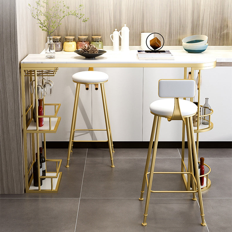 Glam Style Stone Bar Table 42-inch Height Metal Base Bistro Table for Dining Room Clearhalo 'Bar Furniture' 'Bar Tables' 'bar_tables' 'furn' 'furn_bar_tables' 'Furniture' 'furniture_bar_tables' 'Kitchen & Dining Furniture' 4899154
