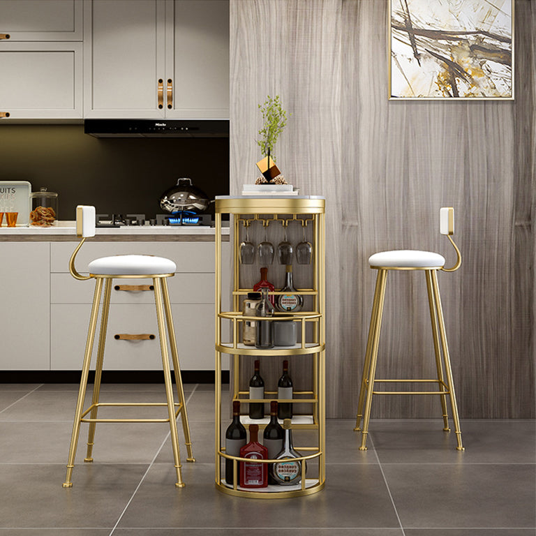 Glam Style Stone Bar Table 42-inch Height Metal Base Bistro Table for Dining Room Clearhalo 'Bar Furniture' 'Bar Tables' 'bar_tables' 'furn' 'furn_bar_tables' 'Furniture' 'furniture_bar_tables' 'Kitchen & Dining Furniture' 4899155