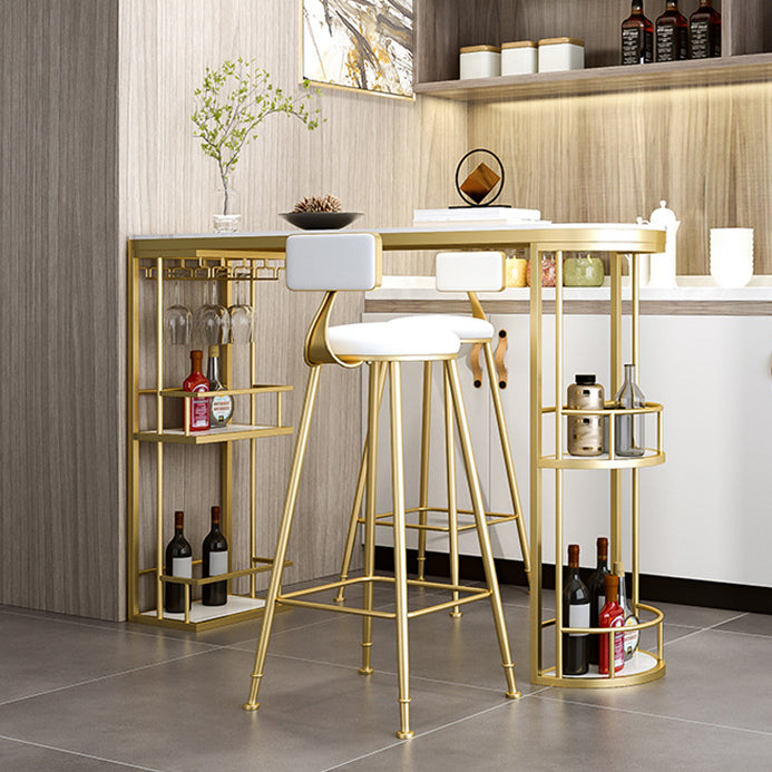 Glam Style Stone Bar Table 42-inch Height Metal Base Bistro Table for Dining Room Clearhalo 'Bar Furniture' 'Bar Tables' 'bar_tables' 'furn' 'furn_bar_tables' 'Furniture' 'furniture_bar_tables' 'Kitchen & Dining Furniture' 4899156