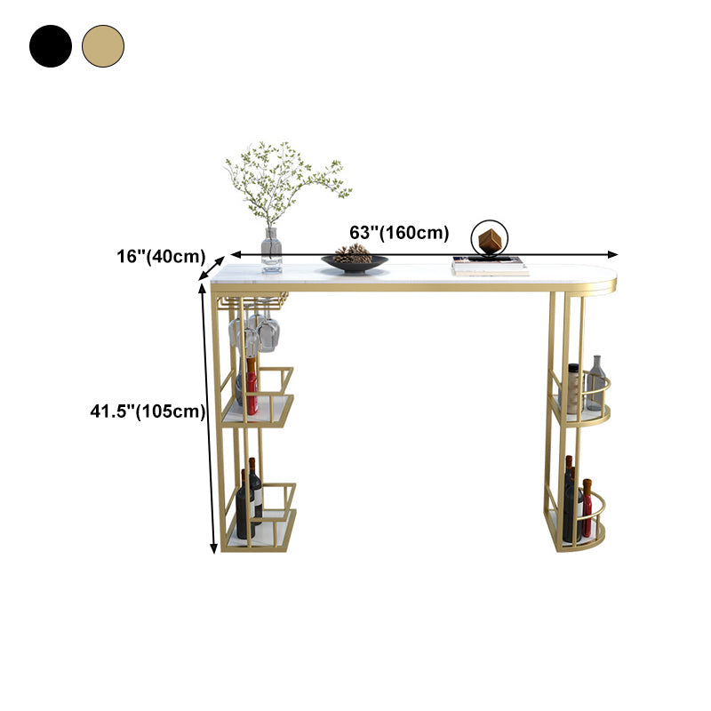 Glam Style Stone Bar Table 42-inch Height Metal Base Bistro Table for Dining Room Clearhalo 'Bar Furniture' 'Bar Tables' 'bar_tables' 'furn' 'furn_bar_tables' 'Furniture' 'furniture_bar_tables' 'Kitchen & Dining Furniture' 4899160