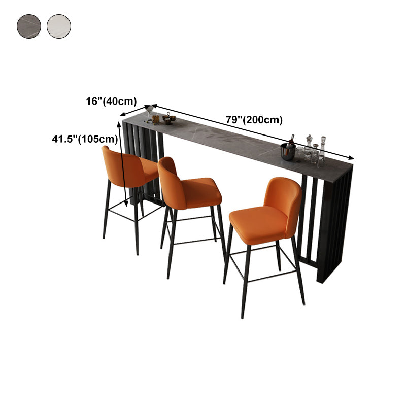 Industrial Style Rectangle Bar Table 42-inch Height Metal Base Bistro Table Clearhalo 'Bar Furniture' 'Bar Tables' 'bar_tables' 'furn' 'furn_bar_tables' 'Furniture' 'furniture_bar_tables' 'Kitchen & Dining Furniture' 4899192