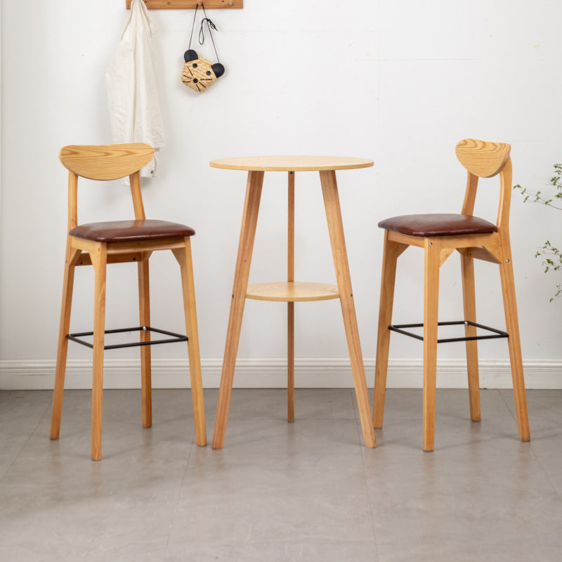 Simple Style Round Bar Table Wood Top Pub Table for Dining Room 24"L x 24"W x 35"H Natural Without Chairs Clearhalo 'Bar Furniture' 'Bar Tables' 'bar_tables' 'furn' 'furn_bar_tables' 'Furniture' 'furniture_bar_tables' 'Kitchen & Dining Furniture' 4899195