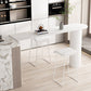 Contemporary Stone Top Bar Table 42-inch Height Table for Living Room 70.9"L x 19.7"W x 41.3"H White Without Chairs Clearhalo 'Bar Furniture' 'Bar Tables' 'bar_tables' 'furn' 'furn_bar_tables' 'Furniture' 'furniture_bar_tables' 'Kitchen & Dining Furniture' 4899247