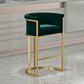 Glam Backrest Armrest Counter Stool Iron Cafe Bar Stool with Velvet Cushion and Pedal Green Bar Stool(30"H) Clearhalo 'Bar Furniture' 'Bar Stools' 'bar_stools' 'furn' 'furn_bar_stools' 'Furniture' 'furniture_bar_stools' 'Kitchen & Dining Furniture' 4899267