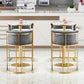 Glam Backrest Armrest Counter Stool Iron Cafe Bar Stool with Velvet Cushion and Pedal Clearhalo 'Bar Furniture' 'Bar Stools' 'bar_stools' 'furn' 'furn_bar_stools' 'Furniture' 'furniture_bar_stools' 'Kitchen & Dining Furniture' 4899268