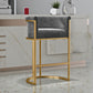 Glam Backrest Armrest Counter Stool Iron Cafe Bar Stool with Velvet Cushion and Pedal Gray Counter Stool(26"H) Clearhalo 'Bar Furniture' 'Bar Stools' 'bar_stools' 'furn' 'furn_bar_stools' 'Furniture' 'furniture_bar_stools' 'Kitchen & Dining Furniture' 4899269