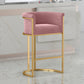 Glam Backrest Armrest Counter Stool Iron Cafe Bar Stool with Velvet Cushion and Pedal Pink Counter Stool(26"H) Clearhalo 'Bar Furniture' 'Bar Stools' 'bar_stools' 'furn' 'furn_bar_stools' 'Furniture' 'furniture_bar_stools' 'Kitchen & Dining Furniture' 4899273
