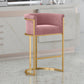 Glam Backrest Armrest Counter Stool Iron Cafe Bar Stool with Velvet Cushion and Pedal Pink Bar Stool(30"H) Clearhalo 'Bar Furniture' 'Bar Stools' 'bar_stools' 'furn' 'furn_bar_stools' 'Furniture' 'furniture_bar_stools' 'Kitchen & Dining Furniture' 4899275